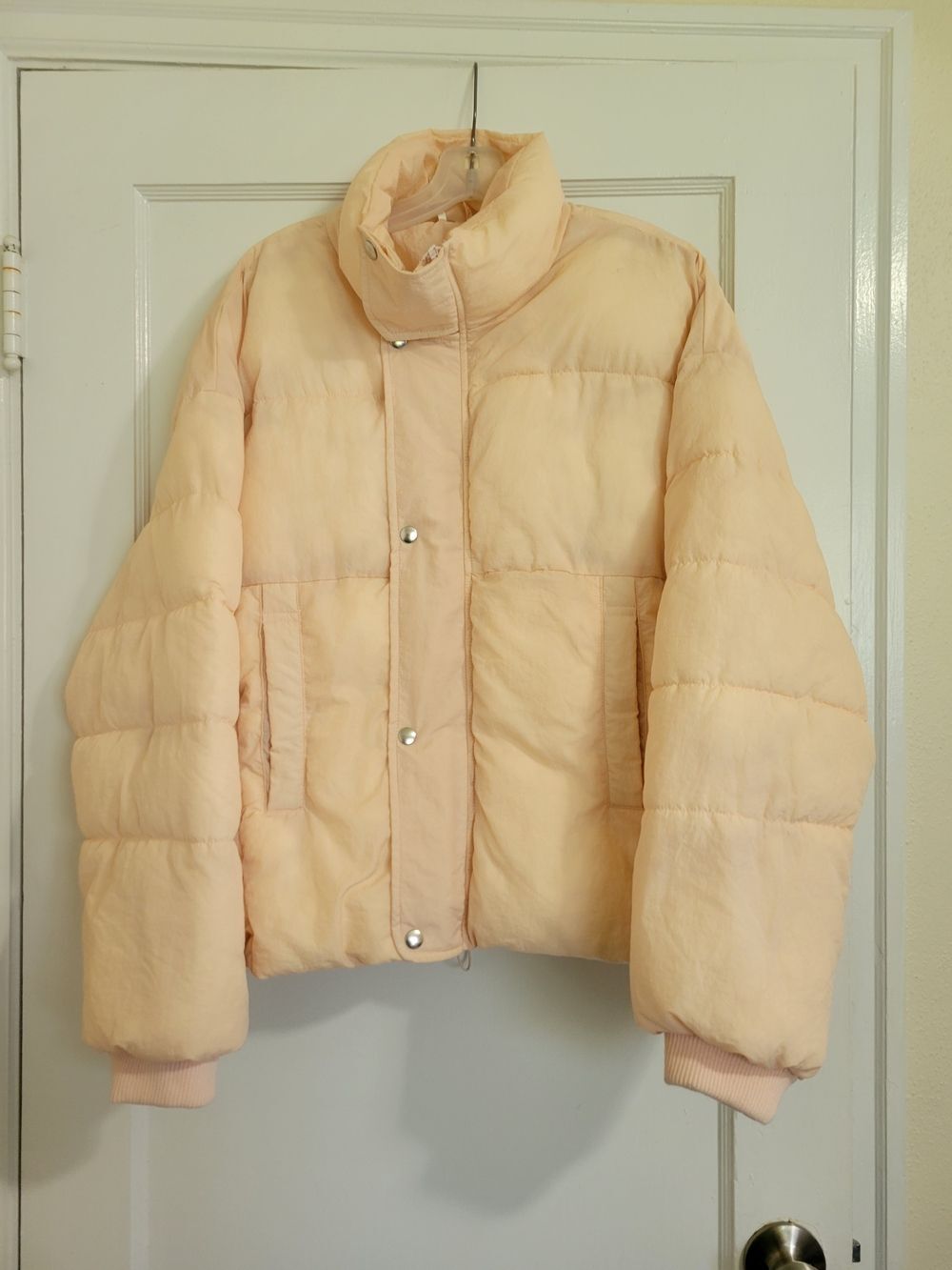 Free People Puffer Jacket‎ pink peach Cold Rush baby packable lightweight coat M